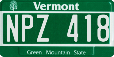 VT license plate NPZ418