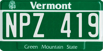 VT license plate NPZ419