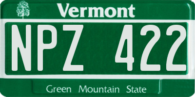 VT license plate NPZ422