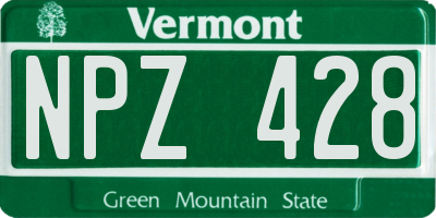 VT license plate NPZ428