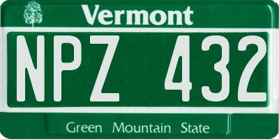 VT license plate NPZ432