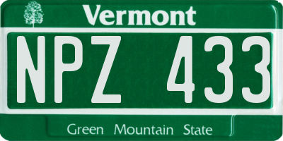 VT license plate NPZ433