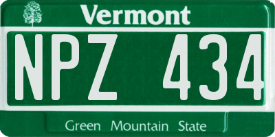 VT license plate NPZ434