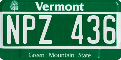 VT license plate NPZ436