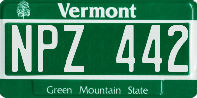 VT license plate NPZ442