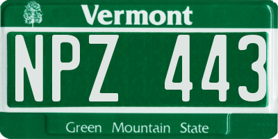 VT license plate NPZ443