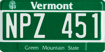 VT license plate NPZ451