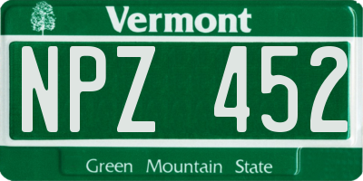 VT license plate NPZ452
