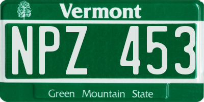 VT license plate NPZ453