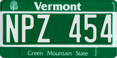 VT license plate NPZ454
