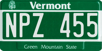 VT license plate NPZ455