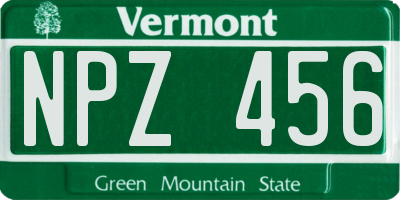 VT license plate NPZ456