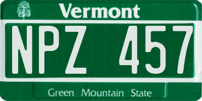 VT license plate NPZ457