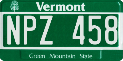 VT license plate NPZ458