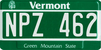 VT license plate NPZ462