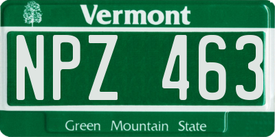 VT license plate NPZ463