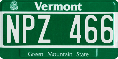 VT license plate NPZ466