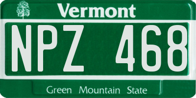 VT license plate NPZ468