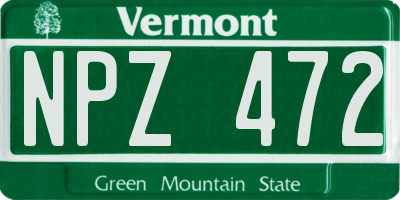 VT license plate NPZ472