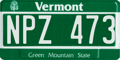 VT license plate NPZ473