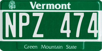 VT license plate NPZ474