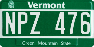 VT license plate NPZ476