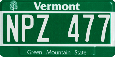 VT license plate NPZ477