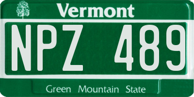 VT license plate NPZ489