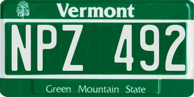 VT license plate NPZ492