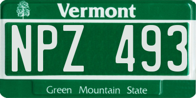 VT license plate NPZ493