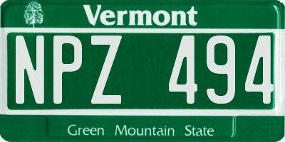 VT license plate NPZ494