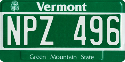 VT license plate NPZ496