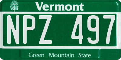 VT license plate NPZ497