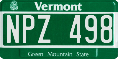 VT license plate NPZ498