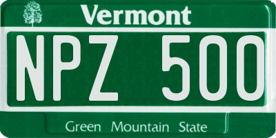 VT license plate NPZ500