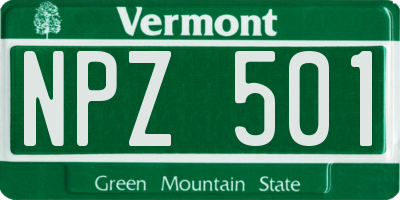 VT license plate NPZ501