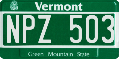 VT license plate NPZ503