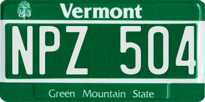 VT license plate NPZ504