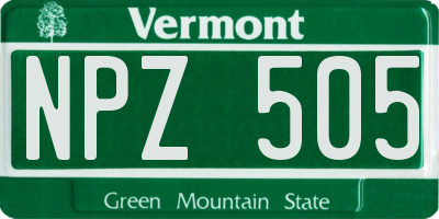 VT license plate NPZ505