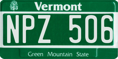 VT license plate NPZ506