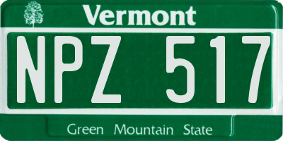 VT license plate NPZ517