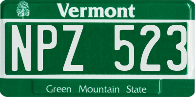 VT license plate NPZ523