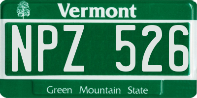 VT license plate NPZ526