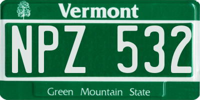 VT license plate NPZ532