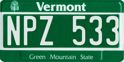VT license plate NPZ533