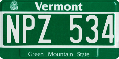 VT license plate NPZ534