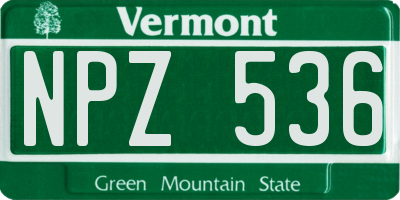 VT license plate NPZ536
