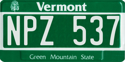 VT license plate NPZ537