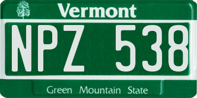 VT license plate NPZ538
