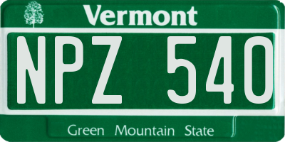 VT license plate NPZ540